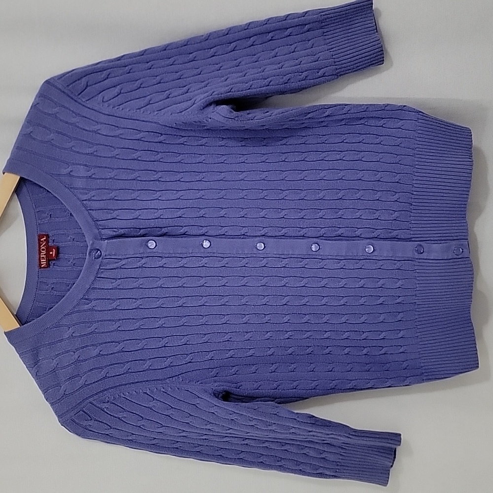 Merona Y2K Cableknit 3/4 sleeves button up Cardigan Size small fits medium EUC
